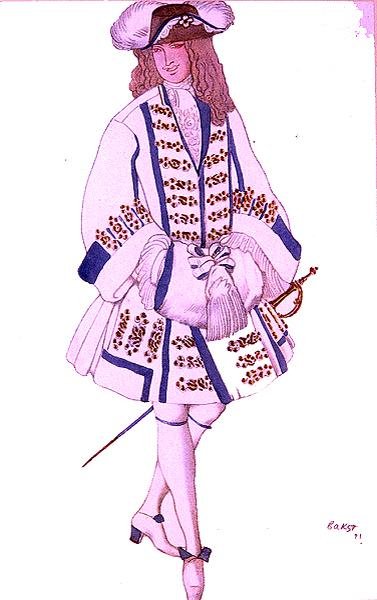 Desenho de figurino para The Flemish Bridegroom, de Sleeping Beauty de Leon Bakst
