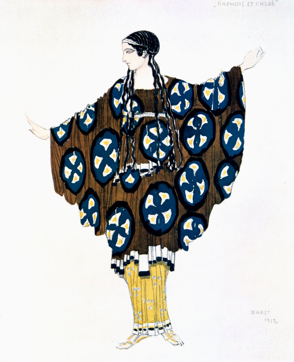 Figurino para uma produção de Ballets Russes de Ravels Daphnis et Chloe, 1912 de Leon Bakst
