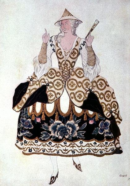 Desenho de figurino para uma Dama Chinesa, da Bela Adormecida de Leon Bakst