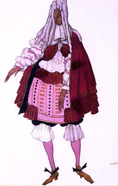 Desenho de figurino para um Courtier no Baptismo, da Bela Adormecida de Leon Bakst