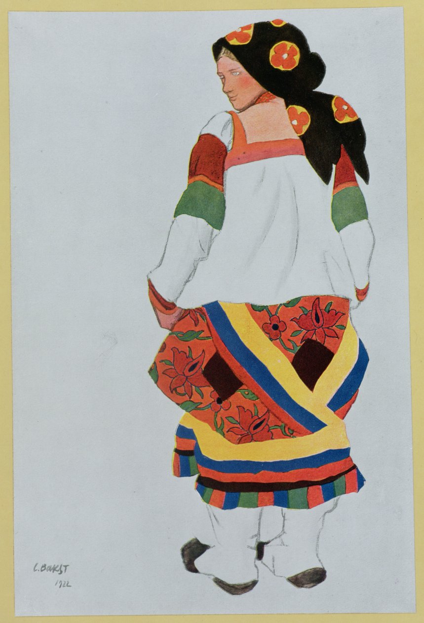 Desenho de figurino para uma camponesa de Leon Bakst