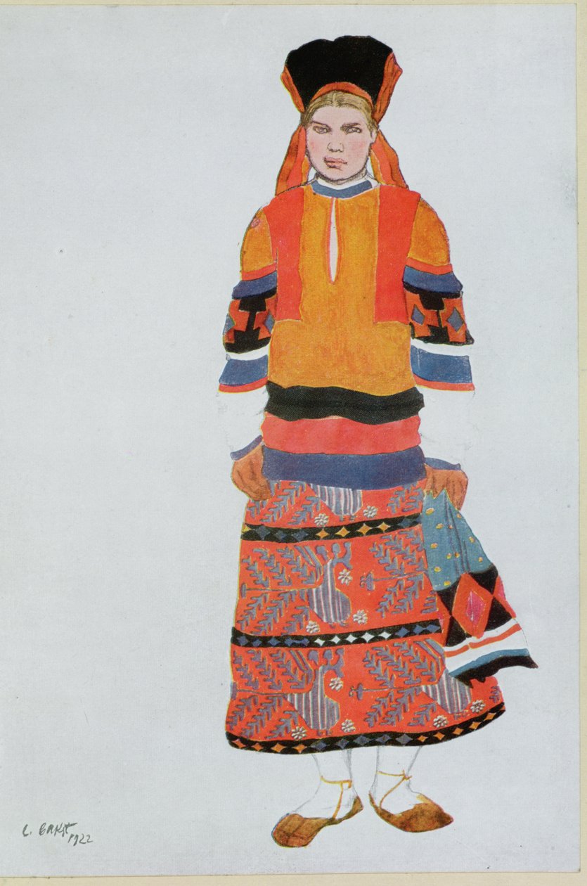Desenho de figurino para uma camponesa de Leon Bakst
