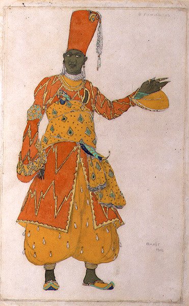 Desenho de figurino para um dos três eunucos da "Scheherazade". de Leon Bakst