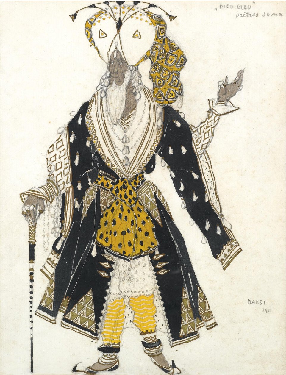 Figurino para o Deus do Ballet Azul de R. Hahn, 1911 de Leon Bakst