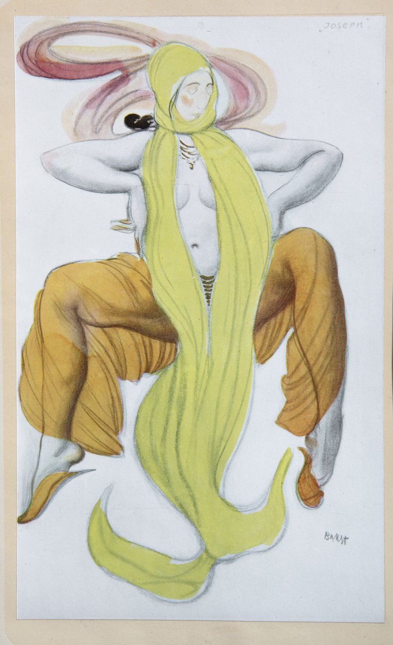 Traje de design para o balé A lenda de José por R. Strauss, 1914 de Leon Bakst