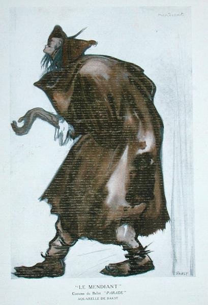 Desenho de figurino para o mendigo, para a 