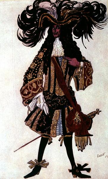 Desenho de figurino para a Guarda do Rei, da Bela Adormecida de Leon Bakst