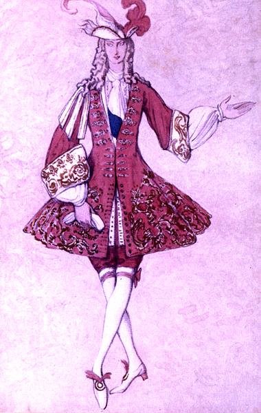 Desenho de figurino para a Página da Princesa, de Bela Adormecida de Leon Bakst