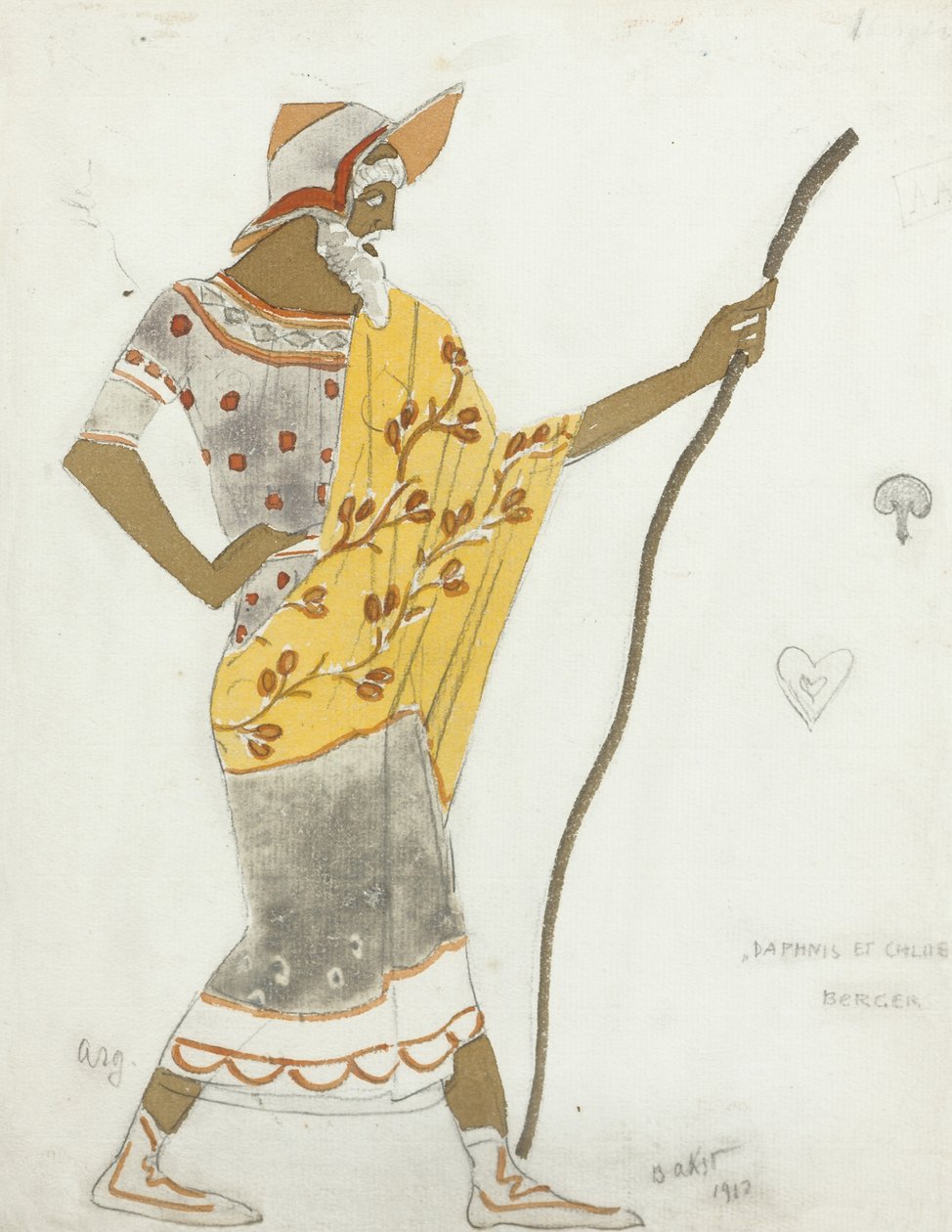 Figurino do balé Daphnis et Chloé de M. Ravel, 1912 de Leon Bakst