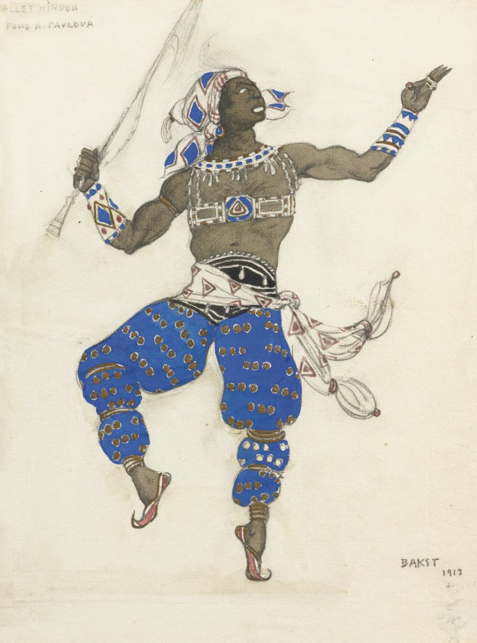 Figurino do balé Oriental Fantasy Ballet Hindu, 1913 de Leon Bakst