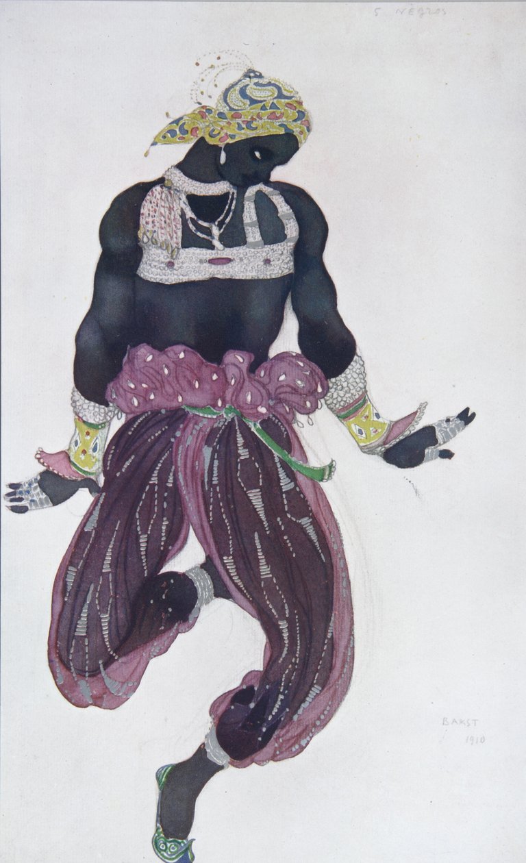 Figurino do ballet Sheherazade de N. Rimsky-Korsakov, 1910 de Leon Bakst