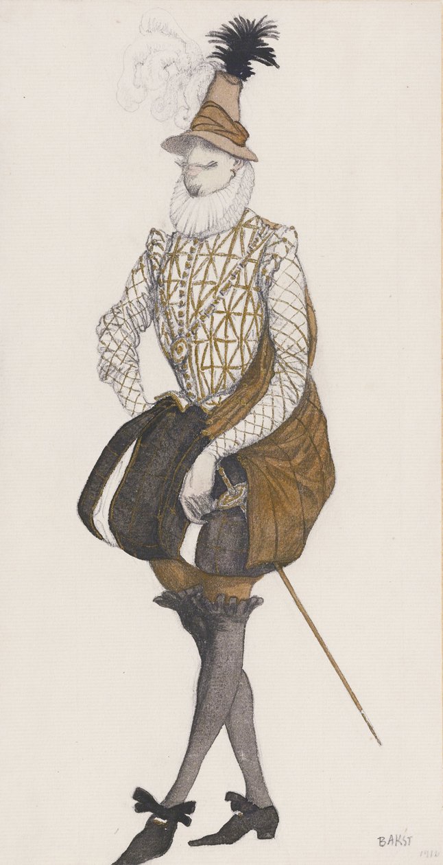 Figurino do balé A Bela Adormecida de P. Tchaikovsky de Leon Bakst