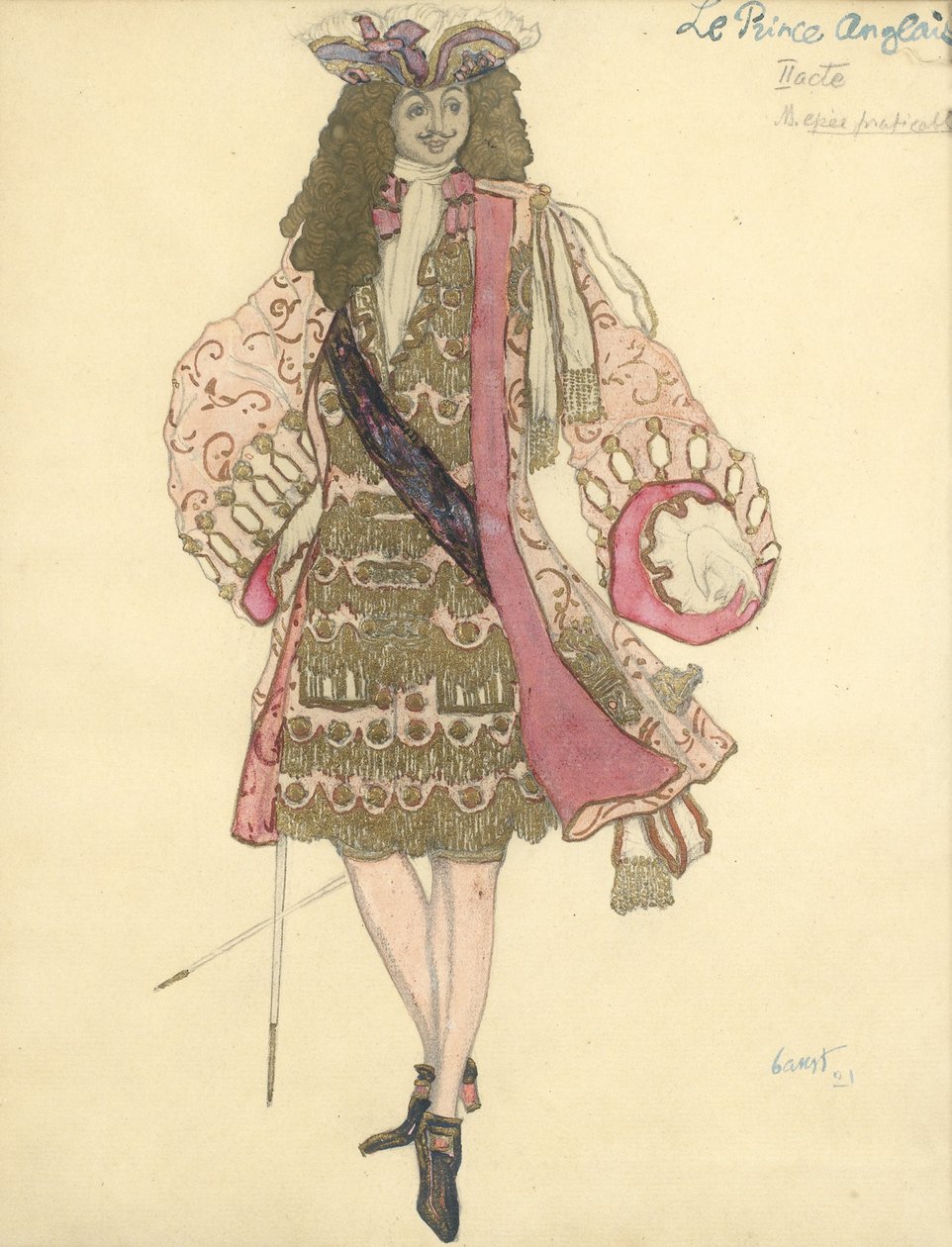 Figurino do balé A Bela Adormecida de P. Tchaikovsky de Leon Bakst