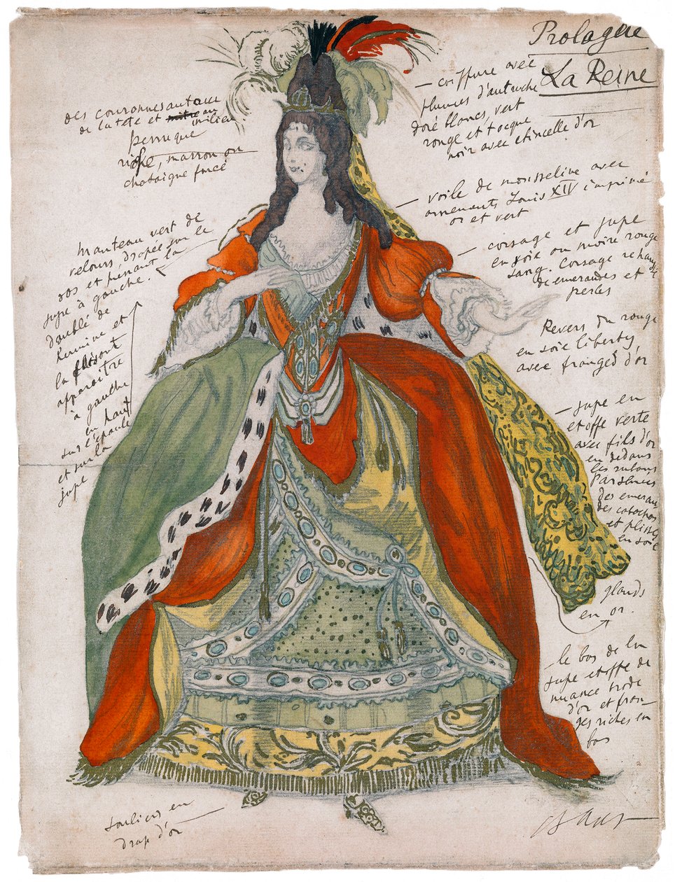Figurino para o balé A Bela Adormecida de P. Tchaikovsky, 1921 de Leon Bakst