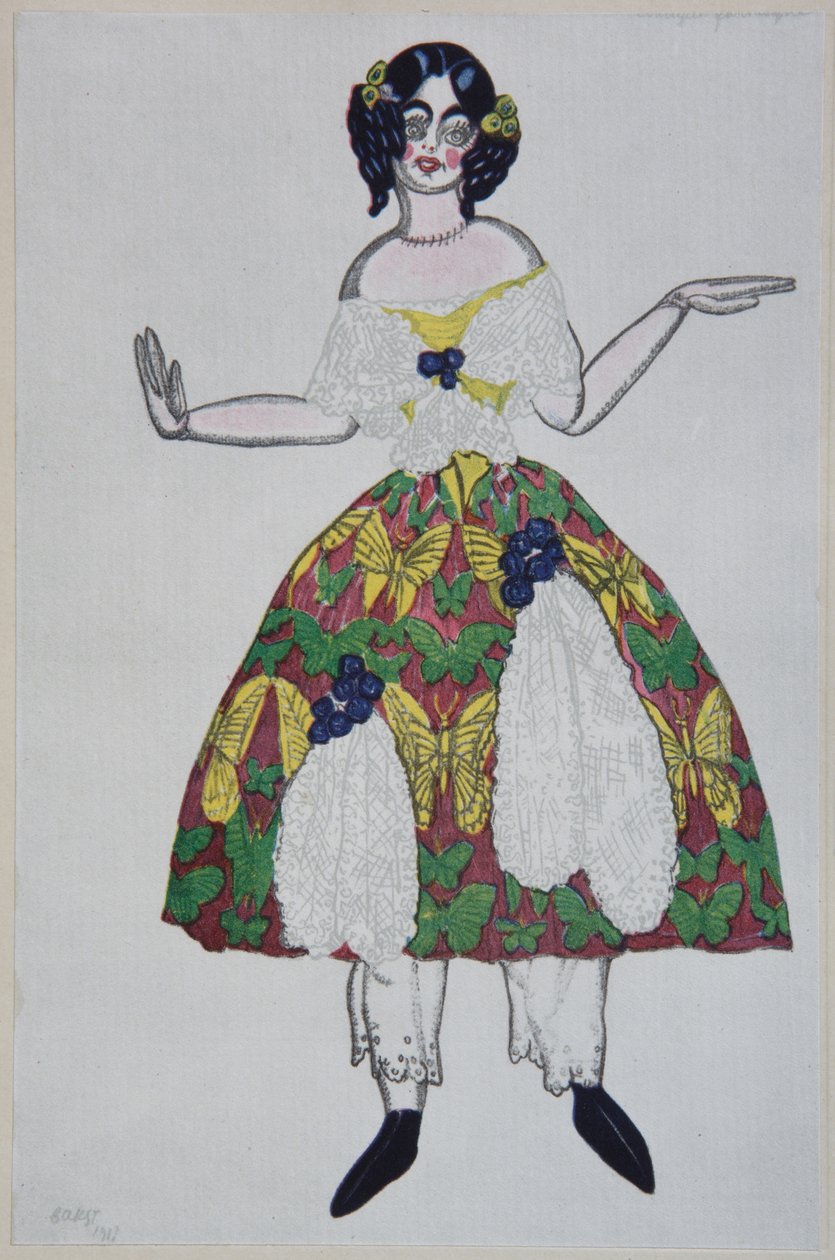 Figurino do balé The Magic Toy Shop de G. Rossini, 1919 de Leon Bakst