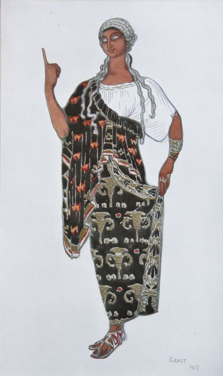 Figurino da ópera Fedra de Ildebrando Pizzetti, 1917 de Leon Bakst