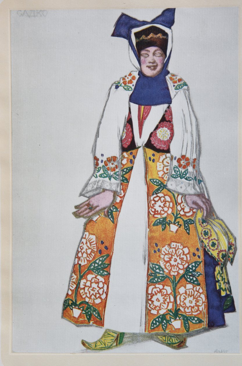 Figurino da ópera Sadko de N. Rimsky-Korsakov, 1917 de Leon Bakst