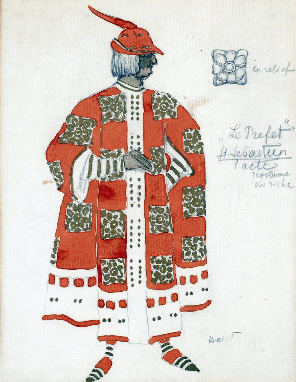 Desenho de figurino para a peça "O Martírio de São Sebastião" de Gabriele D