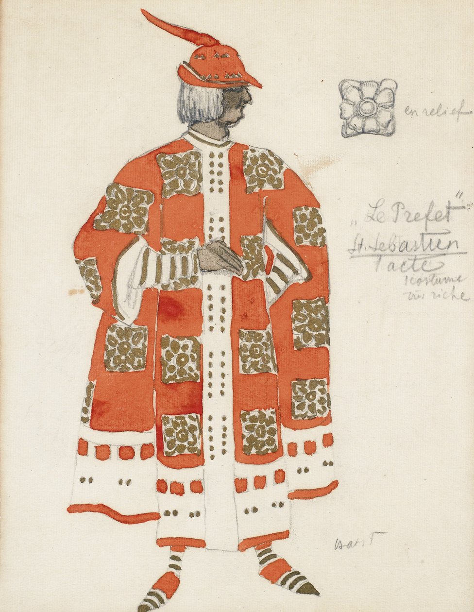 Figurino da peça O Martírio de São Sebastião, de Gabriele DAnnuzio de Leon Bakst