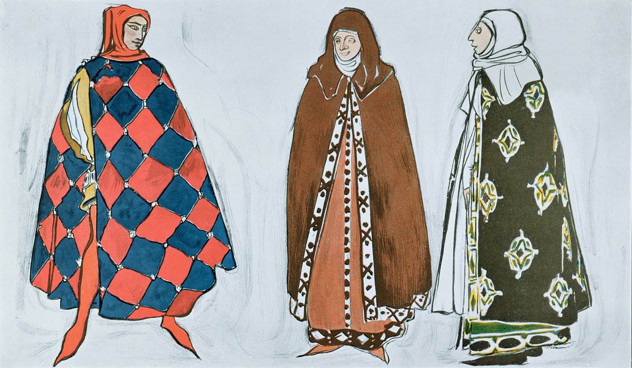 Figurinos para &39;Le Martyre de Saint Sebastien&39;, um trabalho dramático encomendado por Ida Rubinstein com libreto de Gabriele d&39;Annunzio, música de Claude Debussy, coreografia de Mikhail Fokine, costu de Leon Bakst