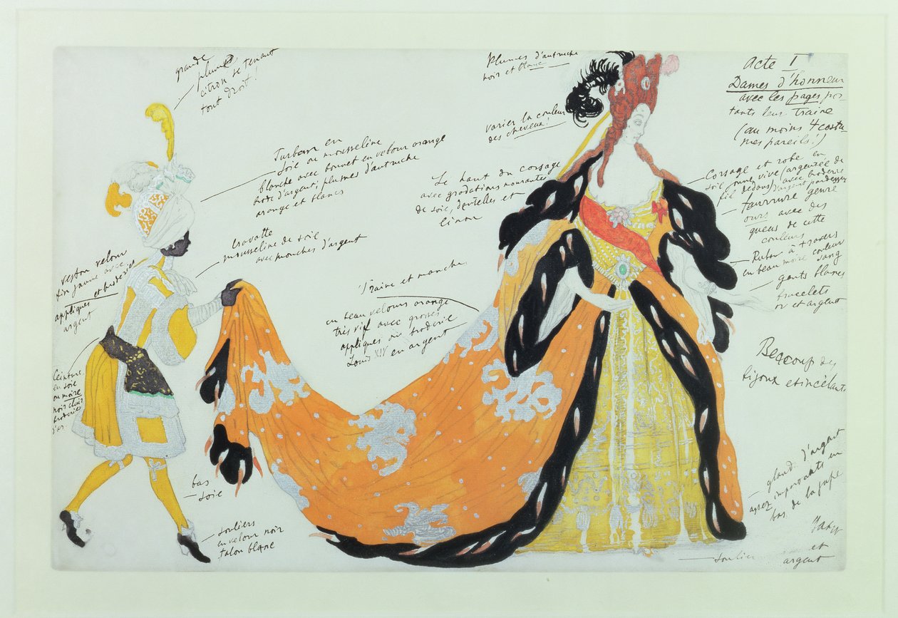 Traje para Lady e sua página, para balé Diaghilev (wc) de Leon Bakst