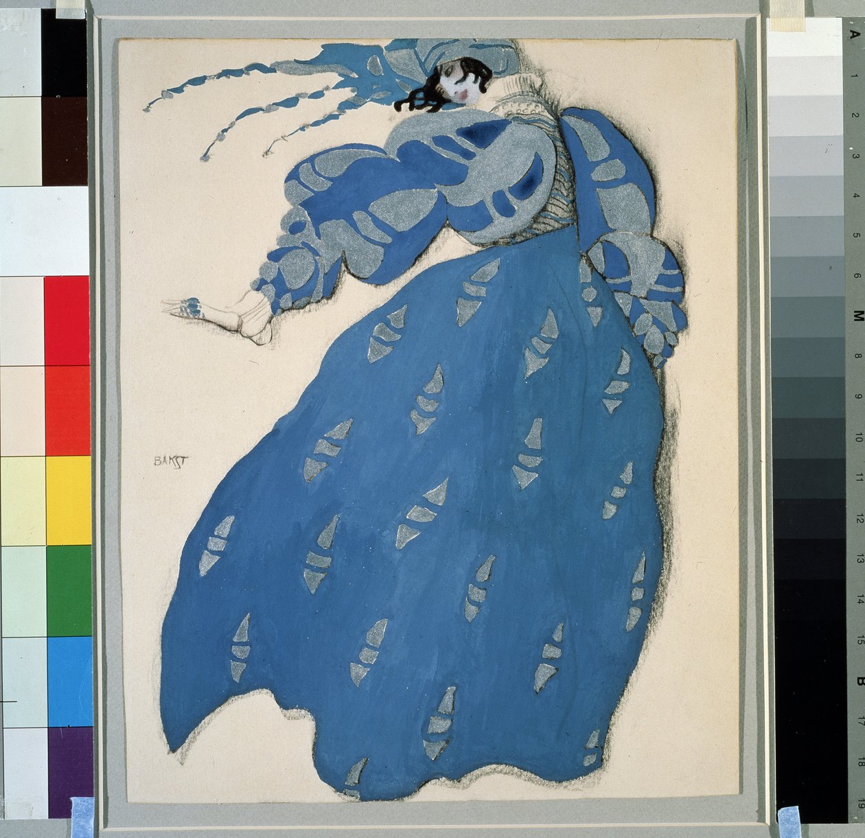 Figurino para o ballet "Les dames de bonne humeur" (As Damas de Bom Humor) dirigido por Carlo Goldoni (1707-1793) de Leon Bakst