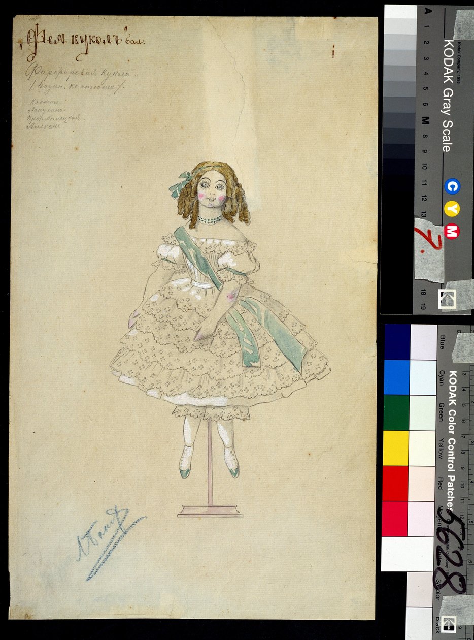 Traje para o ballet "la poupee feerique" dirigido por Joseph Bayer (1852-1913) de Leon Bakst