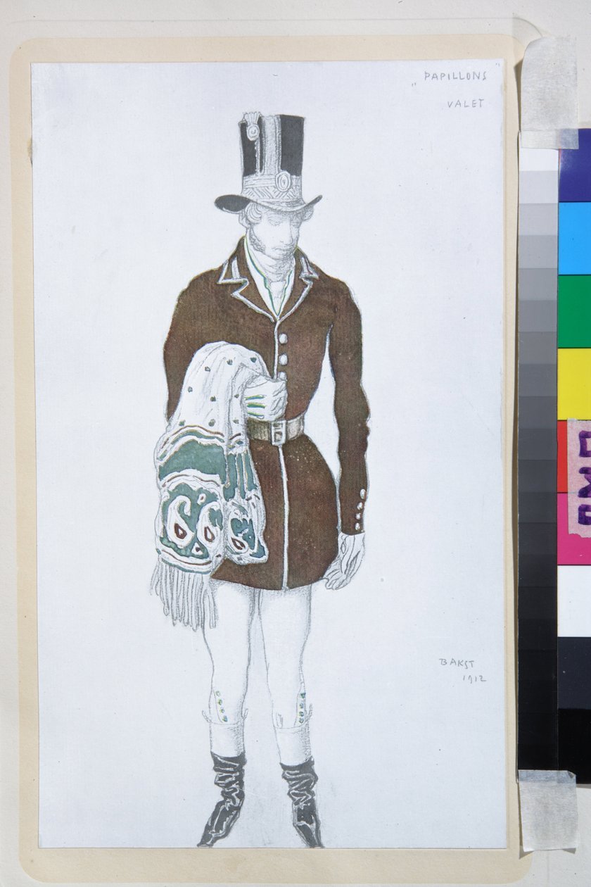 Desenho de figurino para o ballet Les Papillons de Robert Schumann, de Leon Bakst (1866-1924), litografia a cores 1912 de Leon Bakst