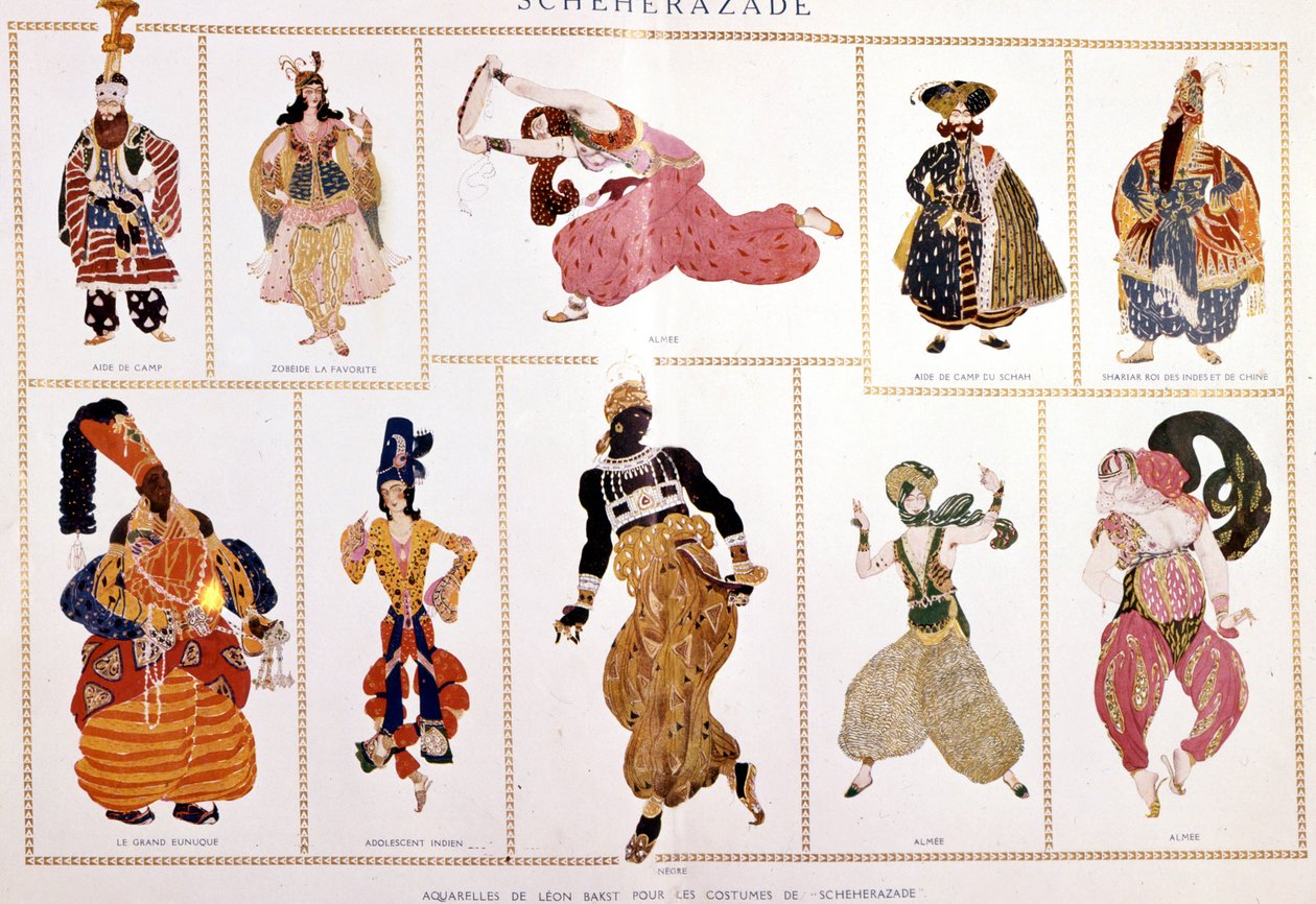 Fantasias para "Scheherazade" (Sheherazade). por Nicholas (Nikolai) Rimsky Korsakov (Rimski-Korsakov) (1844-1908), dirigido por Leo Bakst. de Leon Bakst