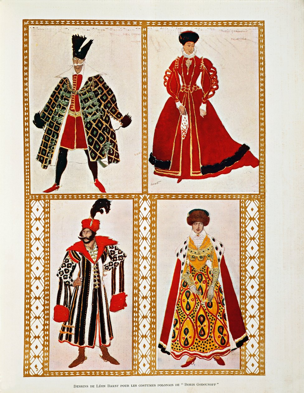 Fantasias para o Polonaise Boris Godunov da Modest Mussorgsky (aguarela) de Leon Bakst