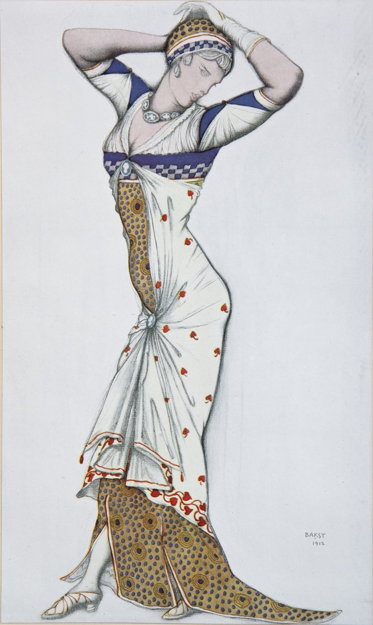 Design de um vestido moderno, década de 10 de Leon Bakst