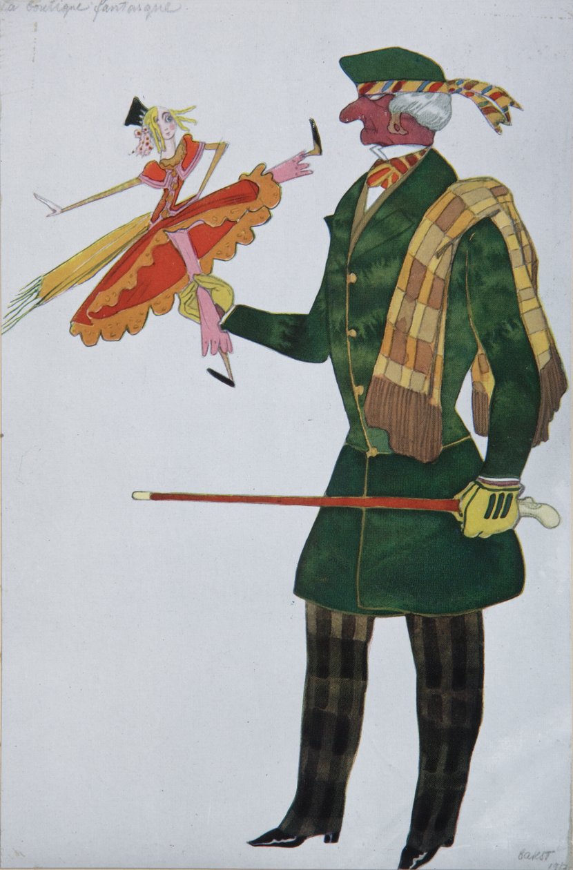 Inglês. Figurino do balé The Magic Toy Shop de G. Rossini, 1919 de Leon Bakst