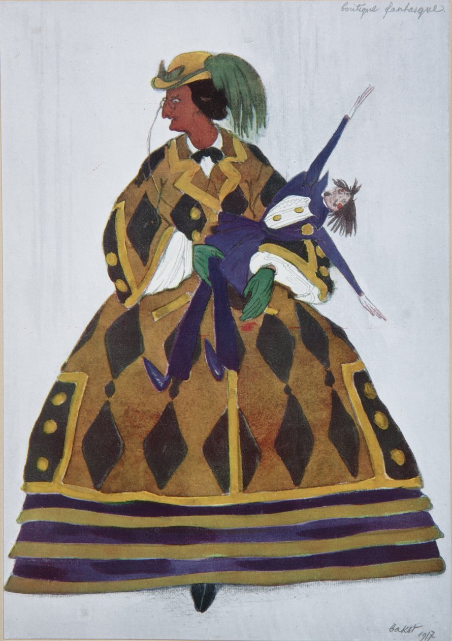 Inglesa. Figurino do balé The Magic Toy Shop de G. Rossini, 1919 de Leon Bakst