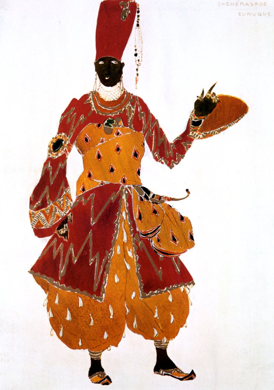 Figurino de eunuco para o balé Scheherazade, 1910 de Leon Bakst