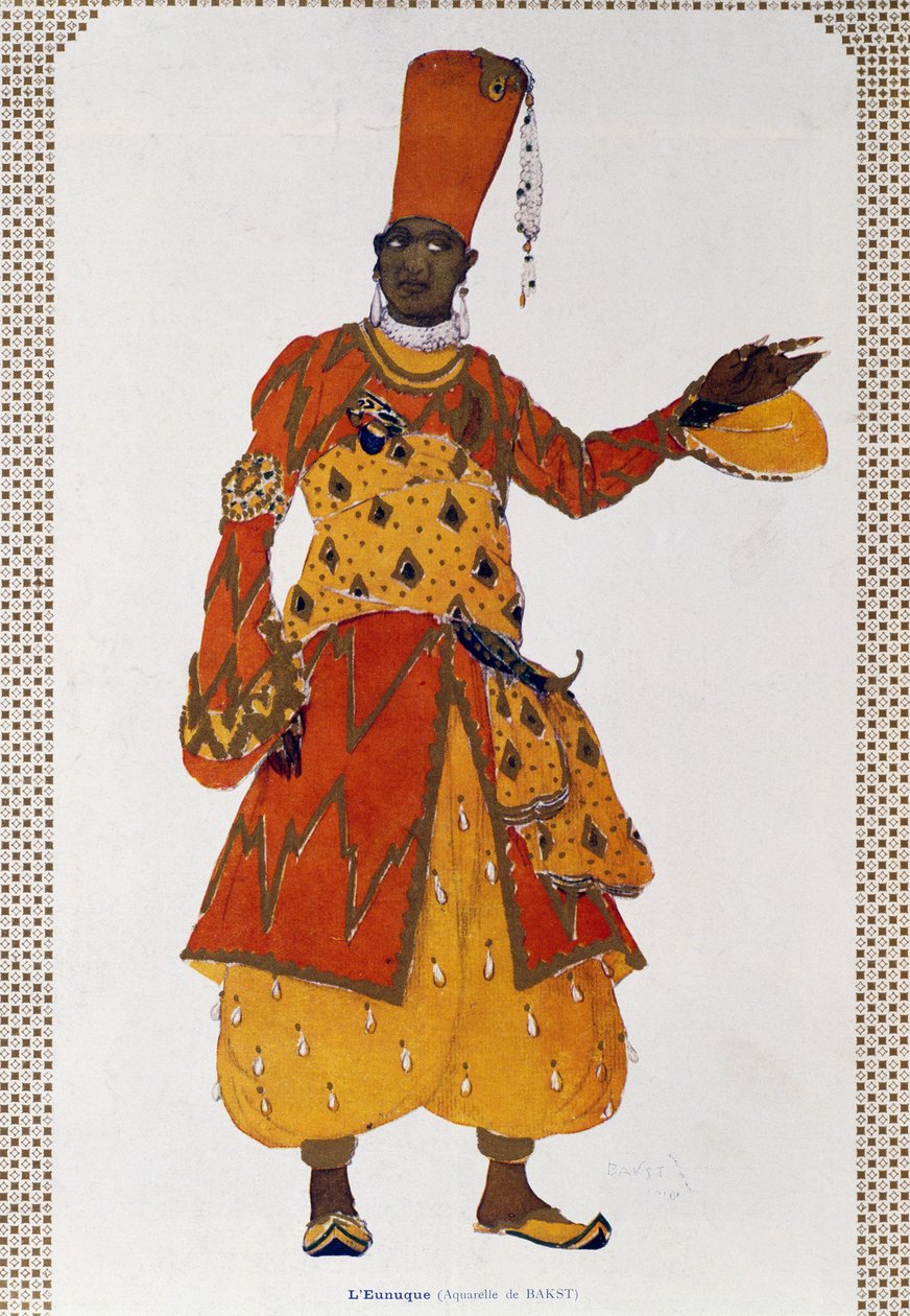 Eunuco, traje para balé Scheherazade (aquarela) de Leon Bakst