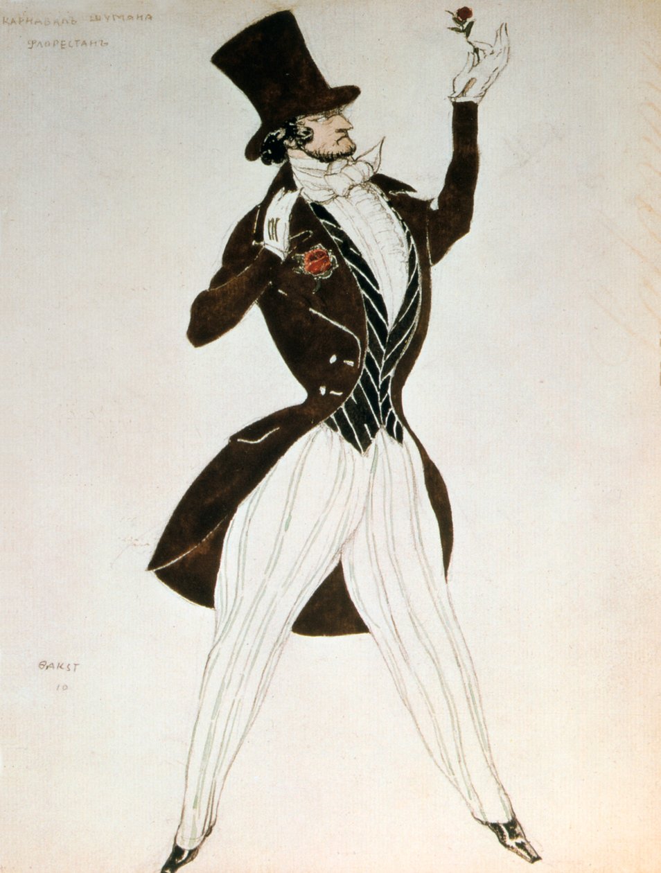 Florestan, desenho de uma fantasia para o carnaval de balé composto por Robert Schumann, 1919 de Leon Bakst