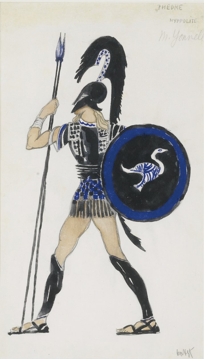 Hipólito. Figurinos para o Ballet Phèdre, ca 1923 de Leon Bakst