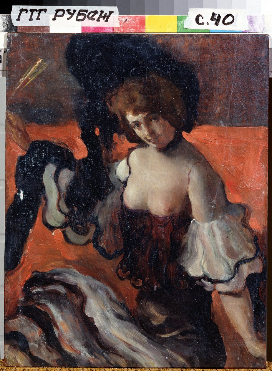 Num restaurante, a senhora de preto de Leon Bakst
