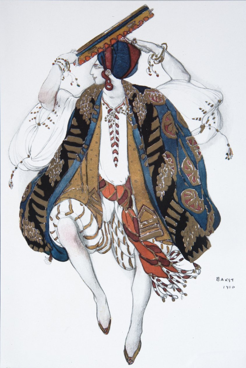 Dança Judaica. Figurino do balé Cléopatre, 1910 de Leon Bakst