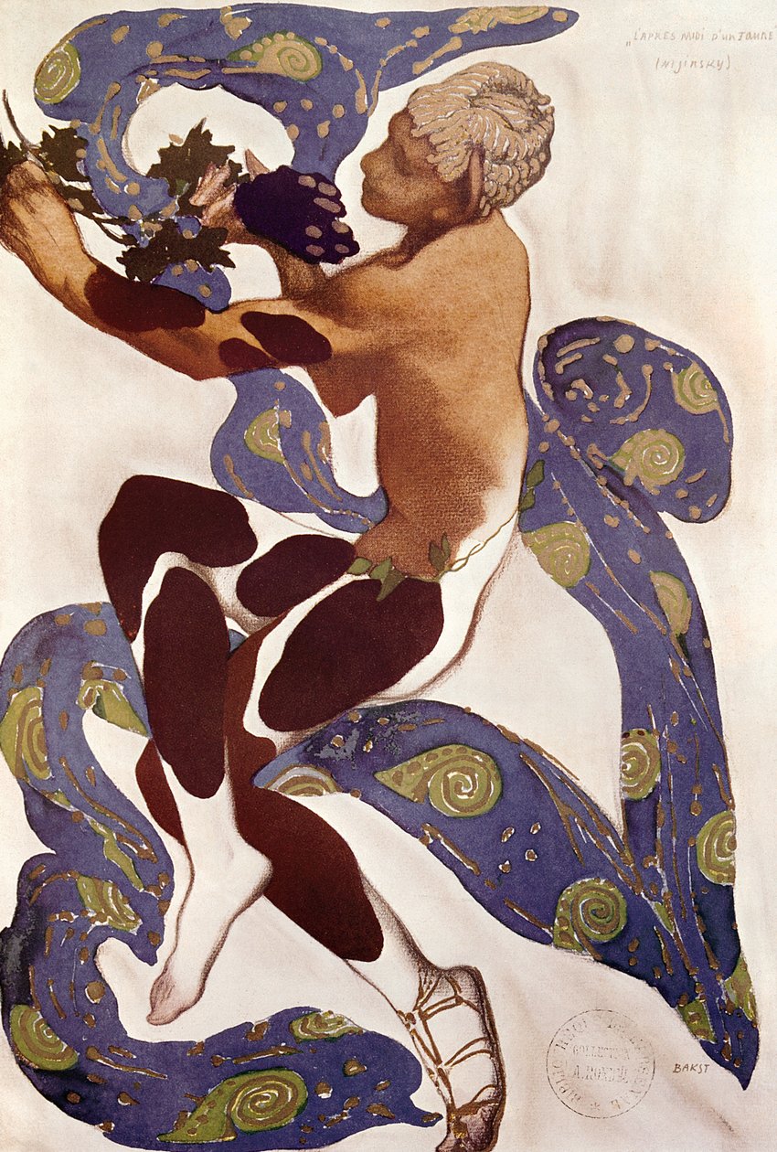 &39;After the Midday of a Fauna&39;, figurino para Nijinsky (1890-1950) de &39;A Arte Decorativa de Leon Bakst&39; de Arsene Alexandre (1859-1937) e Jean Cocteau (1889-1963) 1912 de Leon Bakst