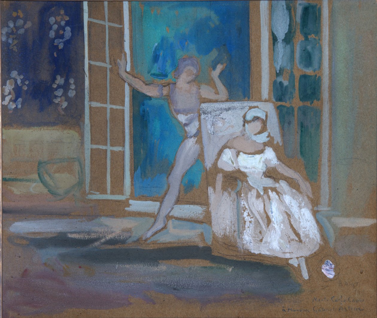 Nijinsky e Karsavina no balé Le Spectre de la Rose, 1911 de Leon Bakst