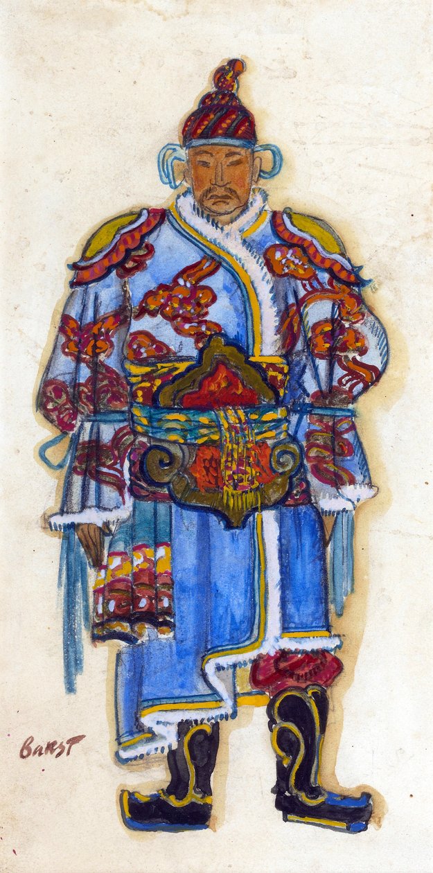 Desenho de figurino oriental (aquarela e guache sobre papel) de Leon Bakst