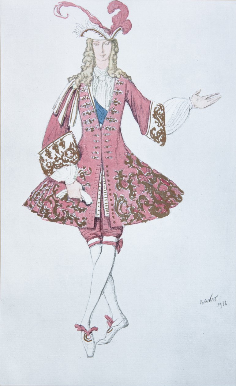 Página da princesa. Figurino do balé A Bela Adormecida de P. Tchaikovsky, 1916 de Leon Bakst