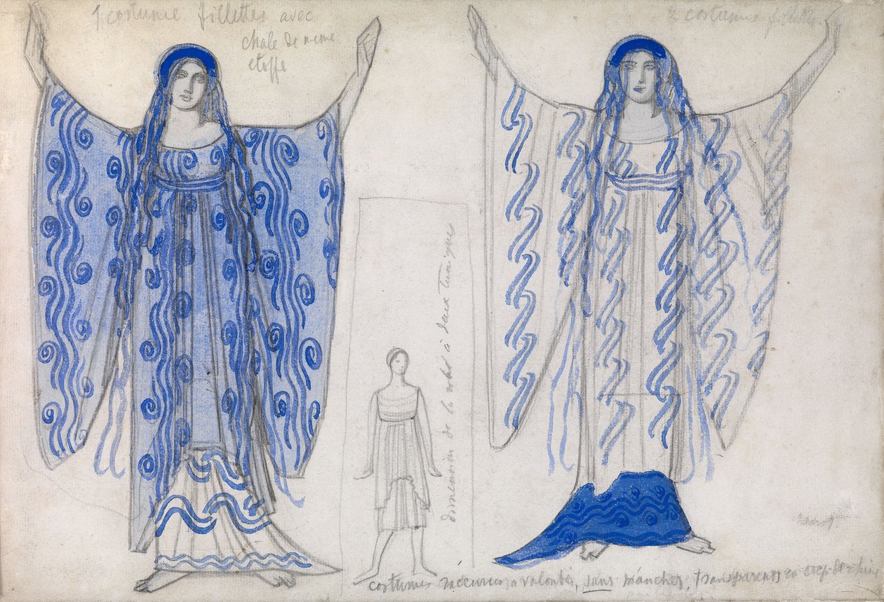 Phaedra. Figurino do drama Phaedra Phèdre de Jean Racine, ca 1923 de Leon Bakst
