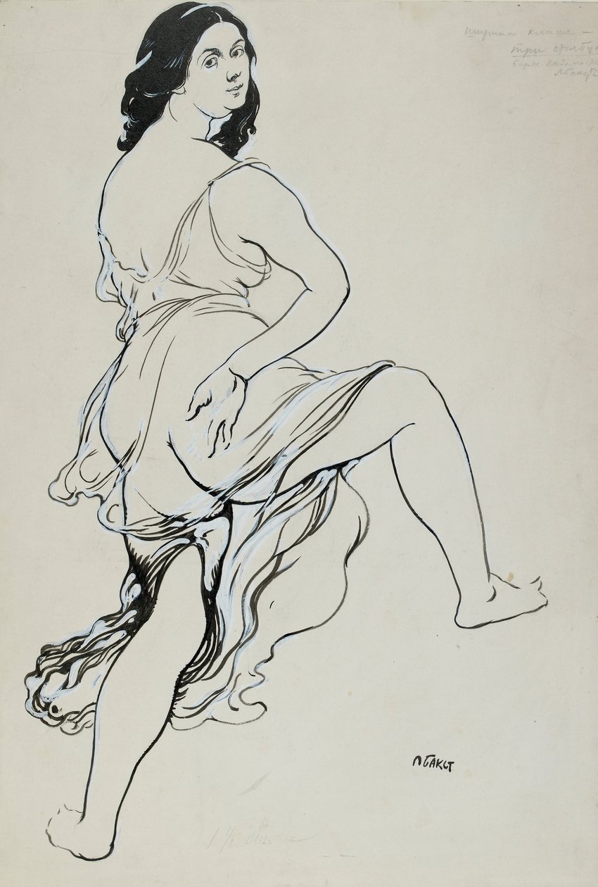 Retrato de Isadora Duncan dançando, início do século 20 de Leon Bakst