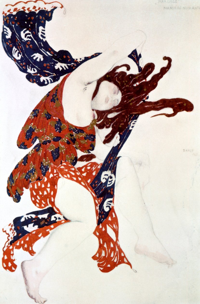 Premiere Bacchante, figurino para uma produção de Tcherepnins Narcisse, 1911 de Leon Bakst