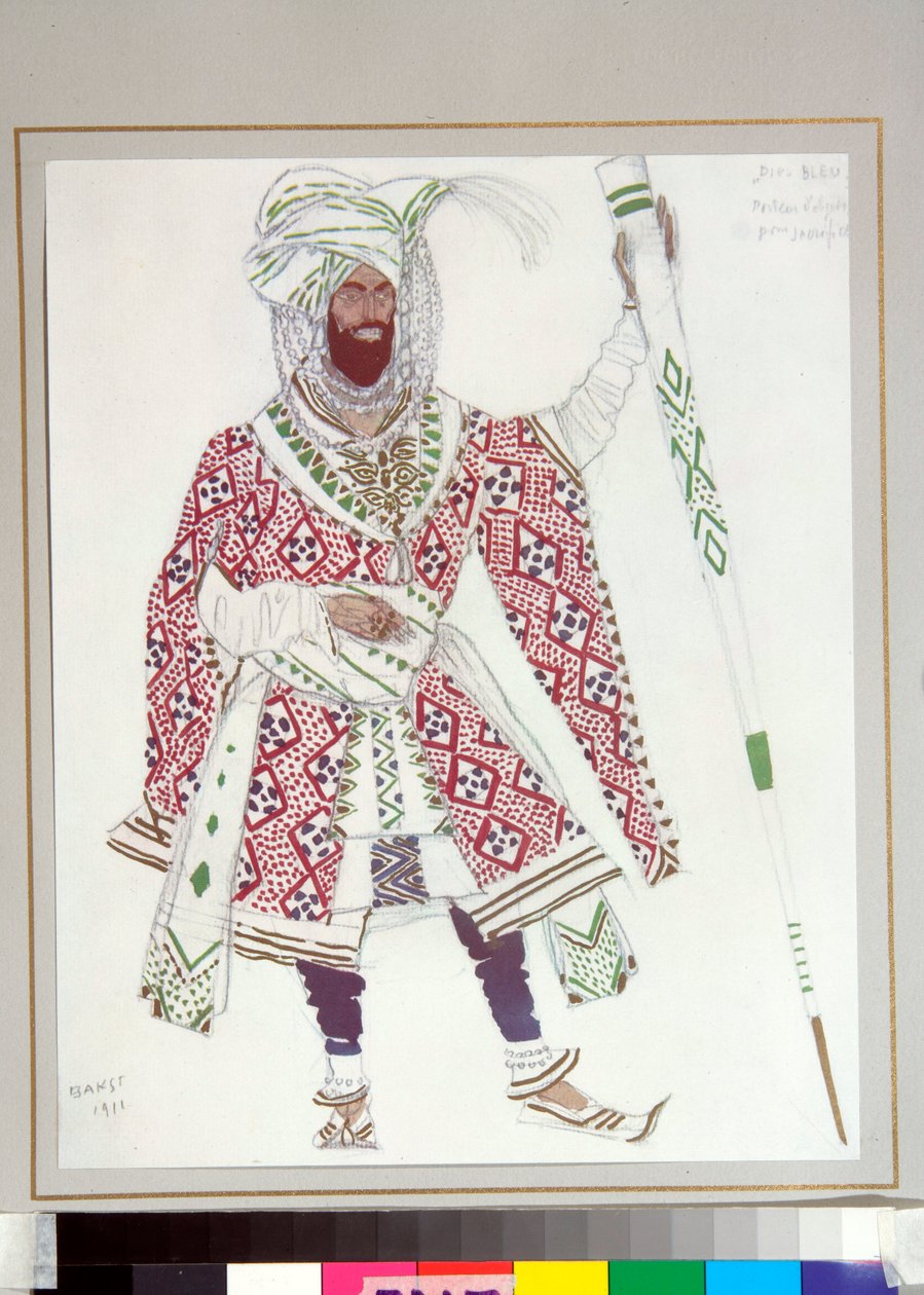 Ballet Russo - figurino desenhado para o ballet "O deus azul" dirigido por C Michel Fokine de Leon Bakst