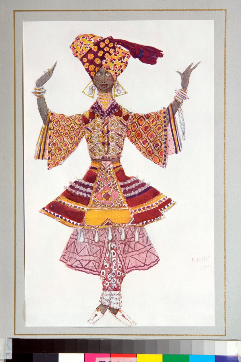 Ballet russo - figurino desenhado para o ballet "O deus azul" dirigido por C Michel Fokine de Leon Bakst