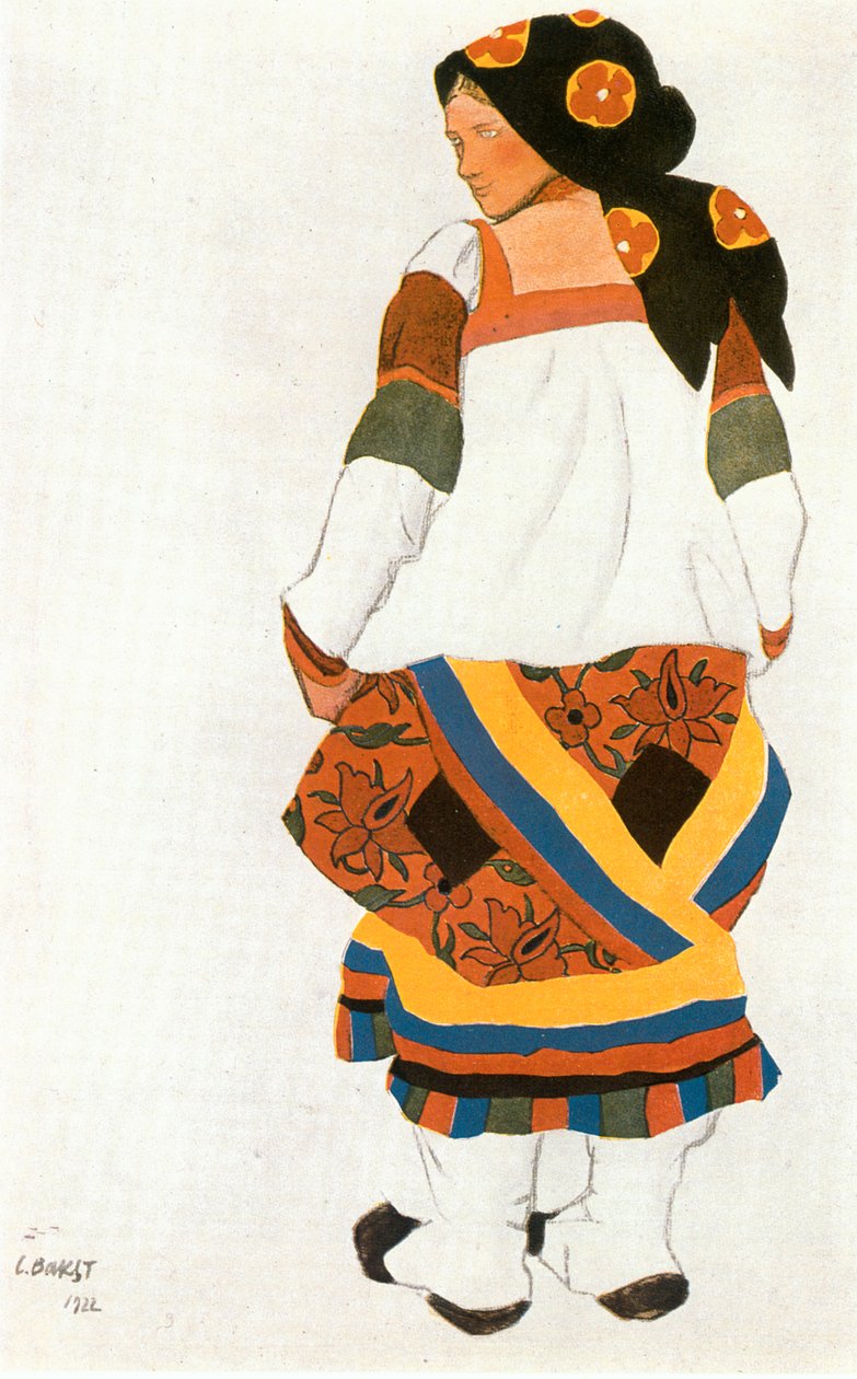 Mulher russa da quinta (aguarela sobre papel) de Leon Bakst