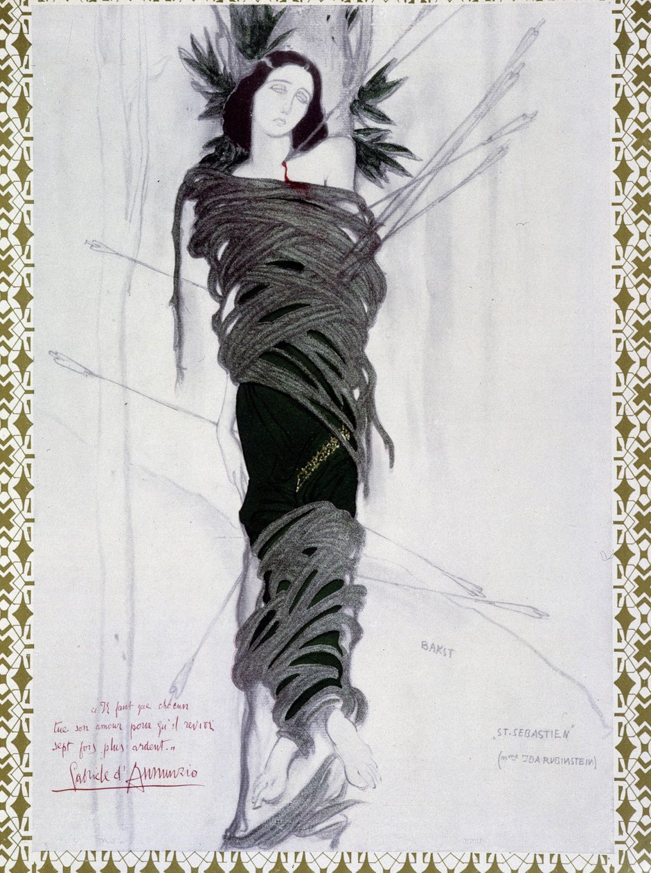 San Sebastian - Aquarela de Bakst e frase de D